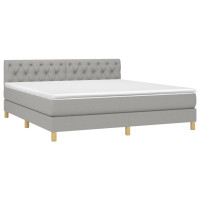 Produktbild för Ramsäng med madrass ljusgrå 160x200 cm tyg