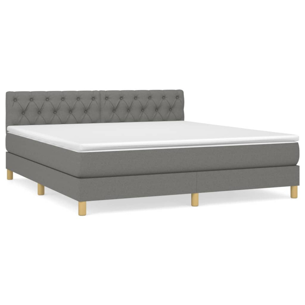 Produktbild för Ramsäng med madrass mörkgrå 160x200 cm tyg