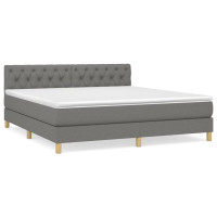 Produktbild för Ramsäng med madrass mörkgrå 160x200 cm tyg