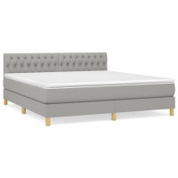 Produktbild för Ramsäng med madrass ljusgrå 180x200 cm tyg