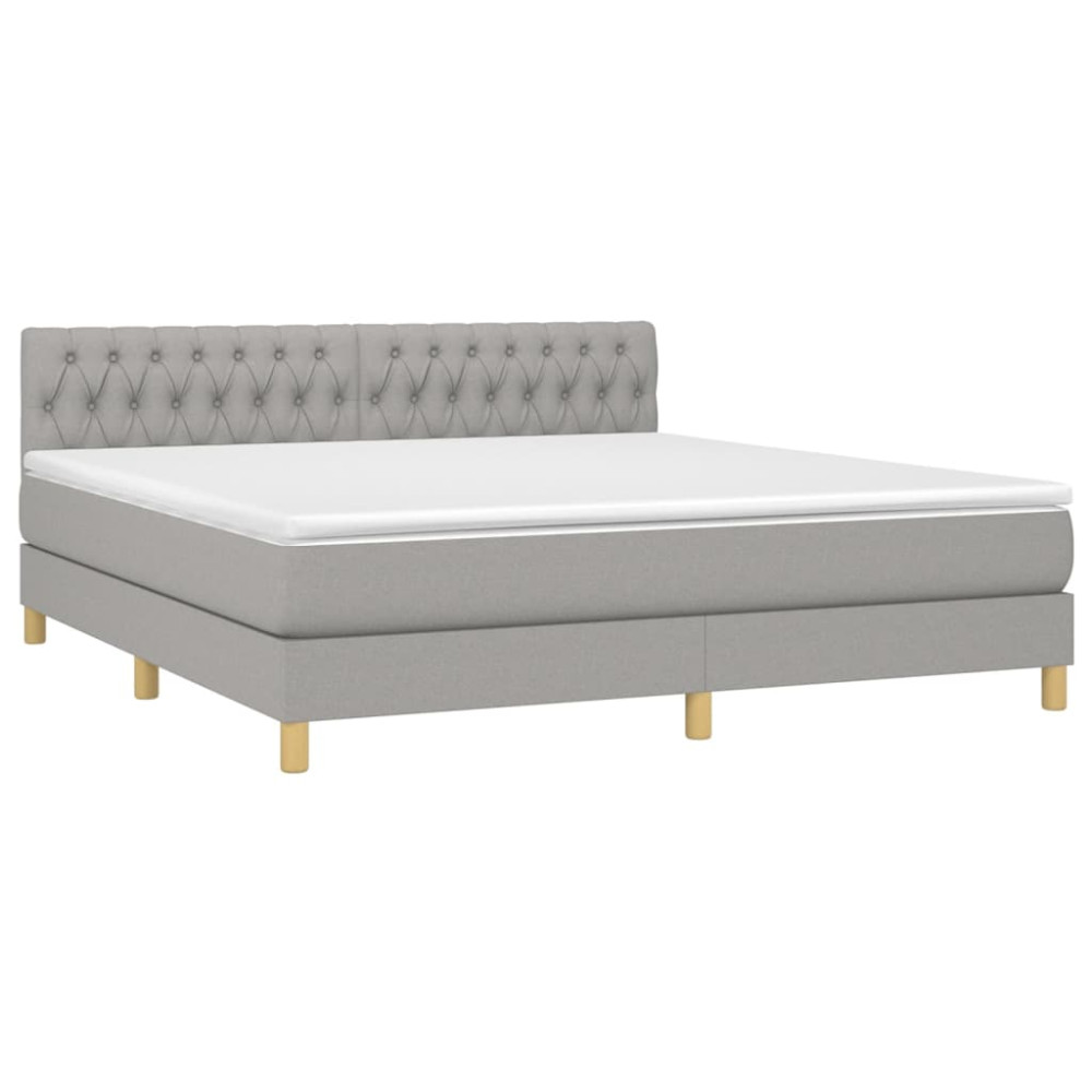 Produktbild för Ramsäng med madrass ljusgrå 180x200 cm tyg