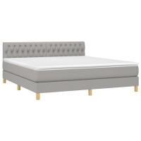 Produktbild för Ramsäng med madrass ljusgrå 180x200 cm tyg