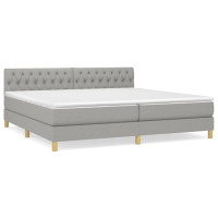 Produktbild för Ramsäng med madrass ljusgrå 200x200 cm tyg