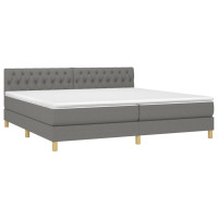 Produktbild för Ramsäng med madrass mörkgrå 200x200 cm tyg