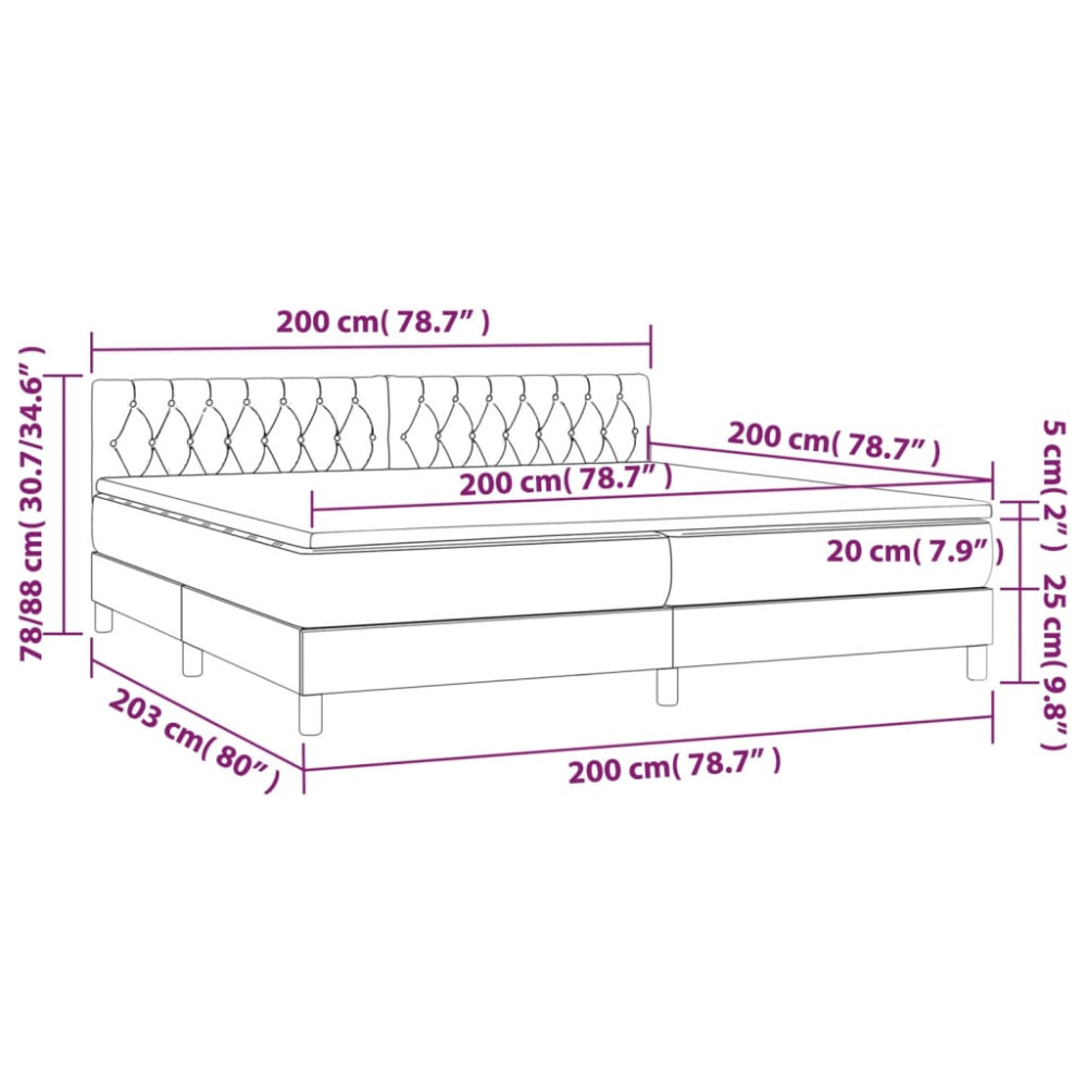 Produktbild för Ramsäng med madrass blå 200x200 cm tyg