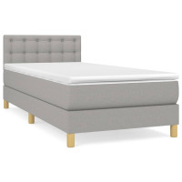 Produktbild för Ramsäng med madrass ljusgrå 80x200 cm tyg