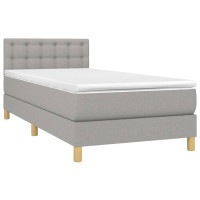 Produktbild för Ramsäng med madrass ljusgrå 80x200 cm tyg
