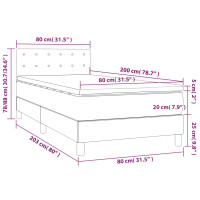 Produktbild för Ramsäng med madrass ljusgrå 80x200 cm tyg