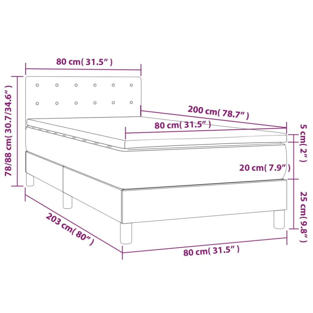 Produktbild för Ramsäng med madrass mörkgrå 80x200 cm tyg