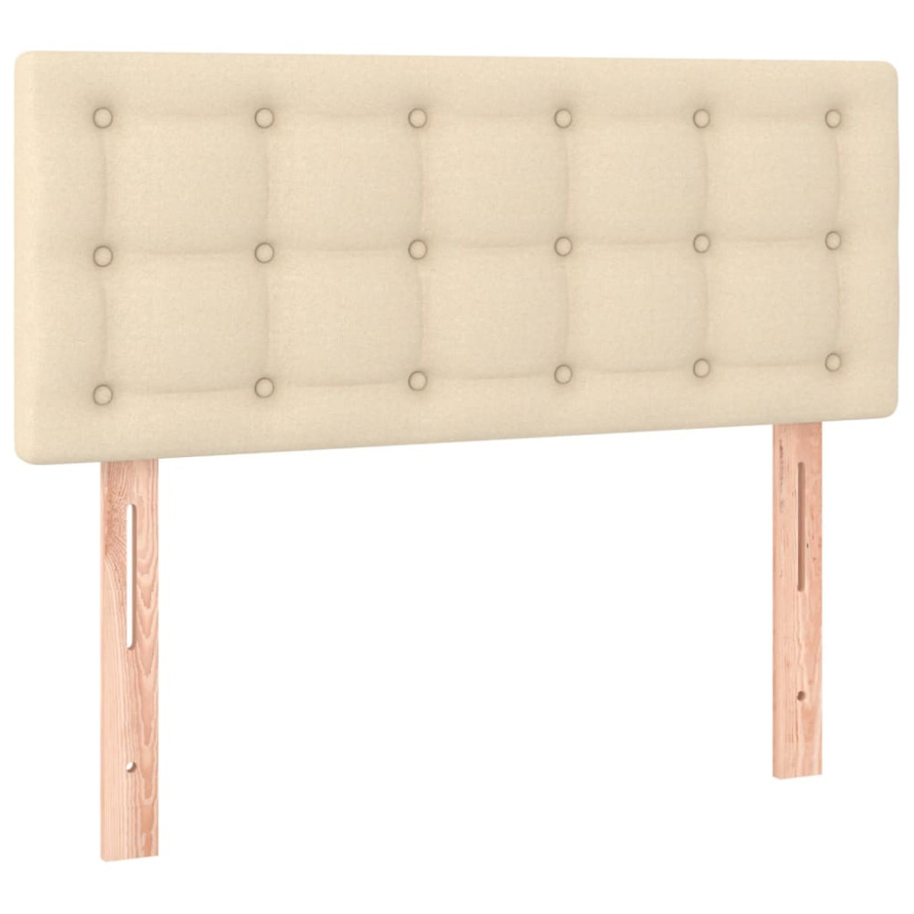 Produktbild för Ramsäng med madrass gräddvit 90x190 cm tyg