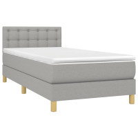 Produktbild för Ramsäng med madrass ljusgrå 90x200 cm tyg