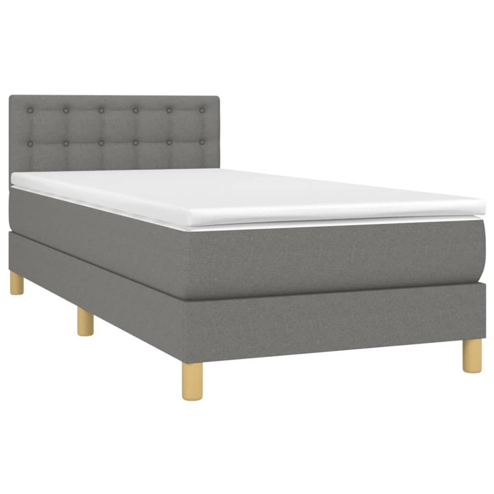 Produktbild för Ramsäng med madrass mörkgrå 90x200 cm tyg