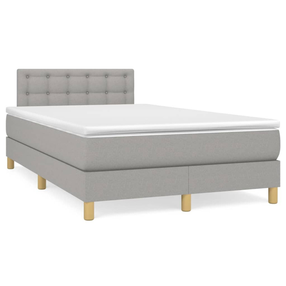 Produktbild för Ramsäng med madrass ljusgrå 120x200 cm tyg