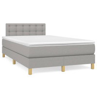 Produktbild för Ramsäng med madrass ljusgrå 120x200 cm tyg