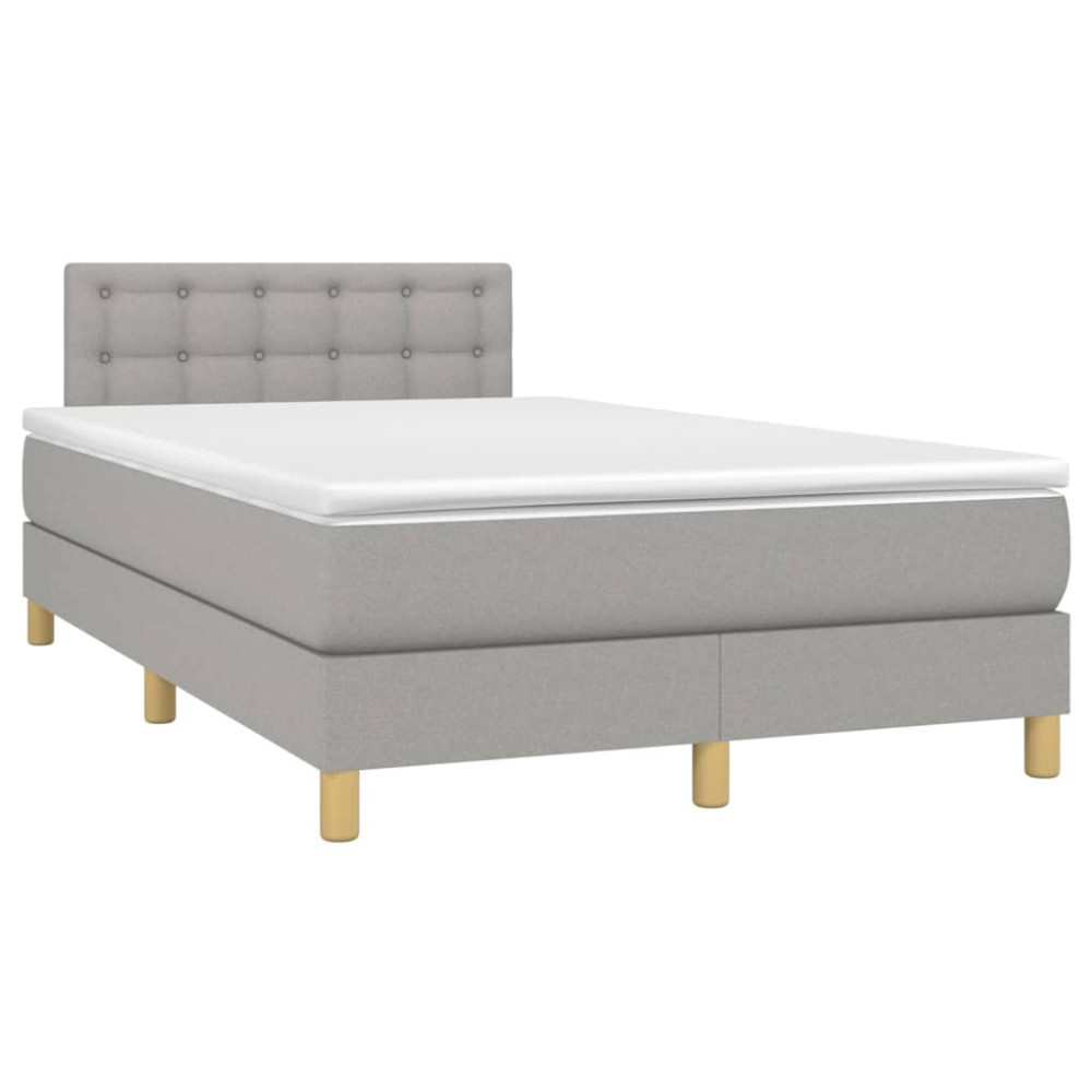 Produktbild för Ramsäng med madrass ljusgrå 120x200 cm tyg