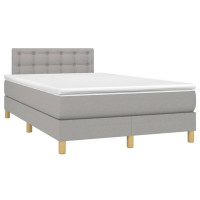 Produktbild för Ramsäng med madrass ljusgrå 120x200 cm tyg
