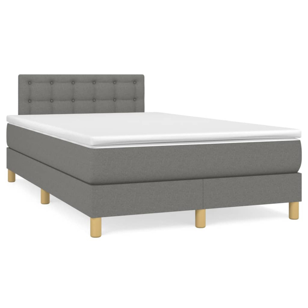 Produktbild för Ramsäng med madrass mörkgrå 120x200 cm tyg
