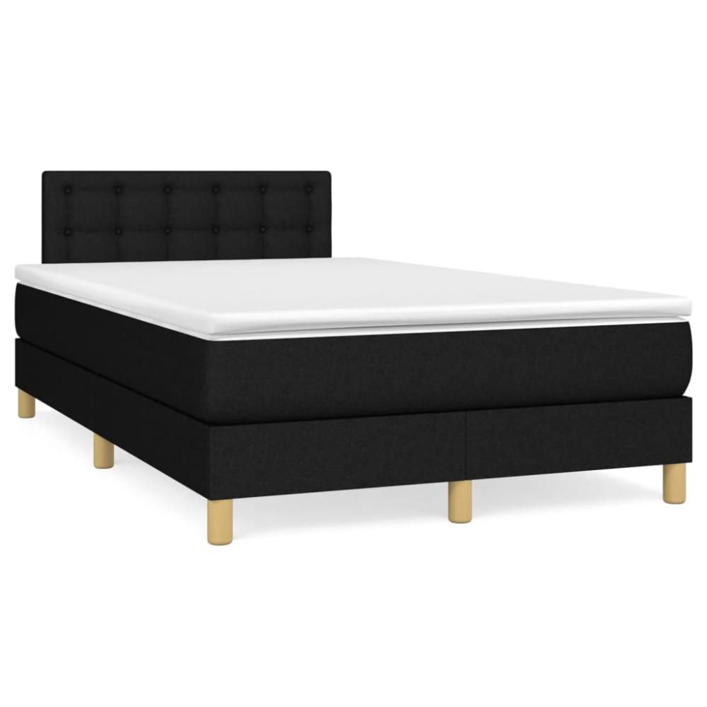 Produktbild för Ramsäng med madrass svart 120x200 cm tyg