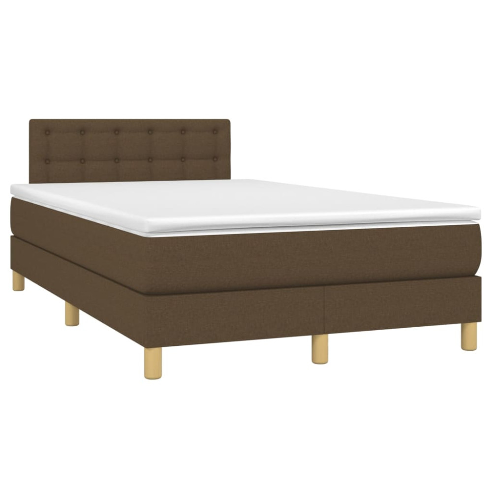 Produktbild för Ramsäng med madrass mörkbrun 120x200 cm tyg