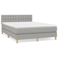 Produktbild för Ramsäng med madrass ljusgrå 140x190 cm tyg