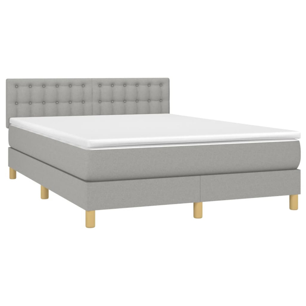 Produktbild för Ramsäng med madrass ljusgrå 140x190 cm tyg