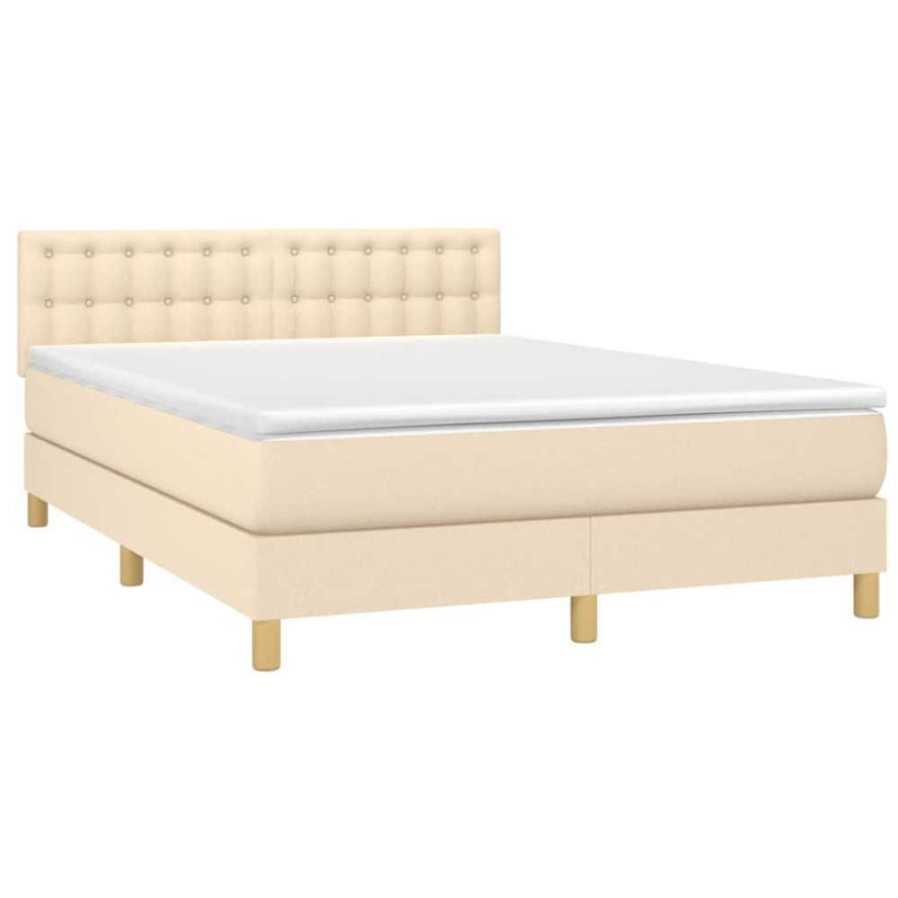 Produktbild för Ramsäng med madrass gräddvit 140x190 cm tyg