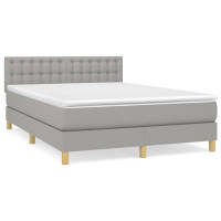 Produktbild för Ramsäng med madrass ljusgrå 140x200 cm tyg