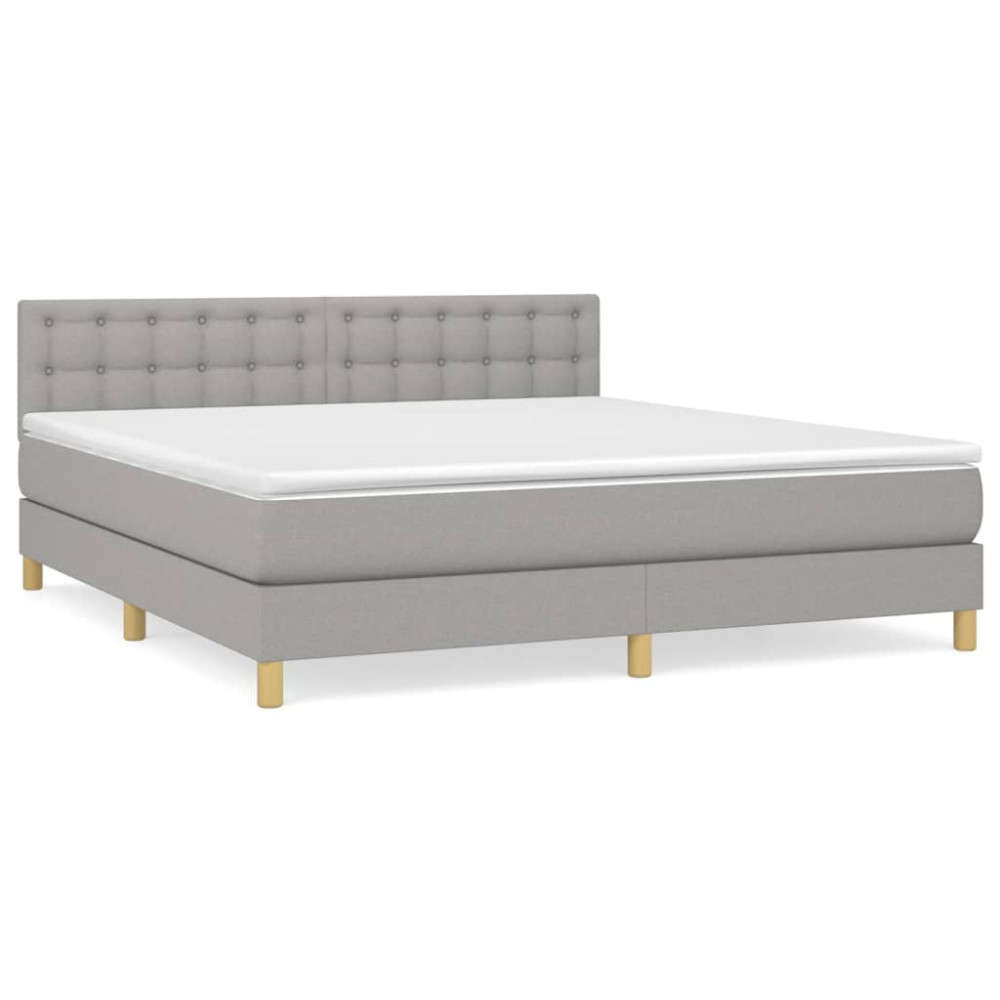 Produktbild för Ramsäng med madrass ljusgrå 160x200 cm tyg