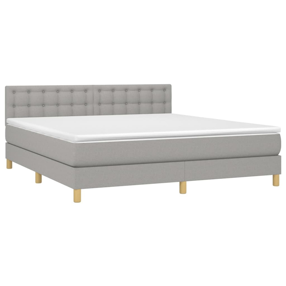 Produktbild för Ramsäng med madrass ljusgrå 160x200 cm tyg