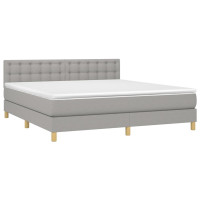 Produktbild för Ramsäng med madrass ljusgrå 160x200 cm tyg