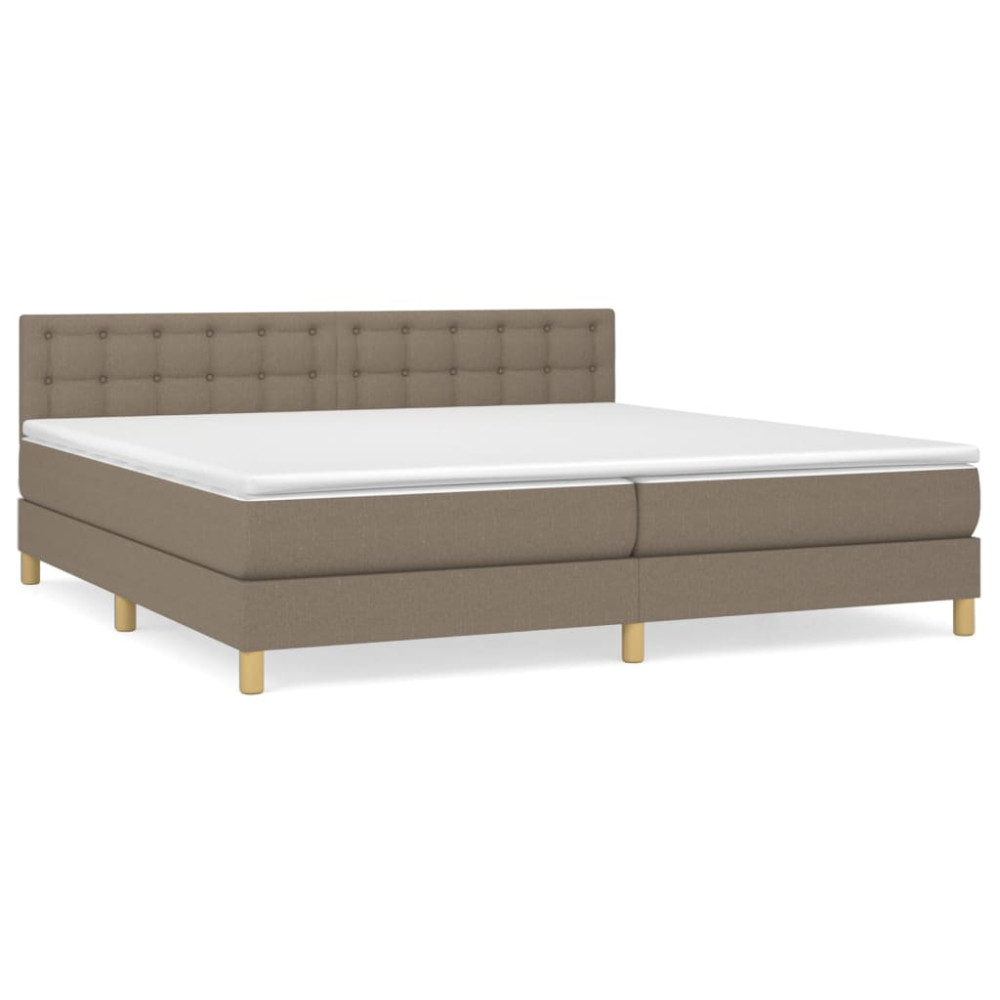 Produktbild för Ramsäng med madrass taupe 200x200 cm tyg