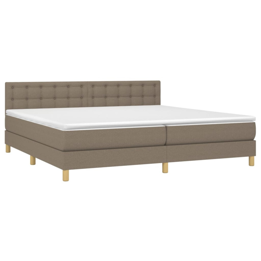 Produktbild för Ramsäng med madrass taupe 200x200 cm tyg
