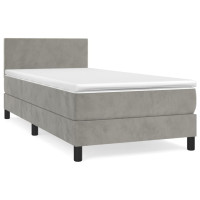 Produktbild för Ramsäng med madrass ljusgrå 90x200 cm sammet