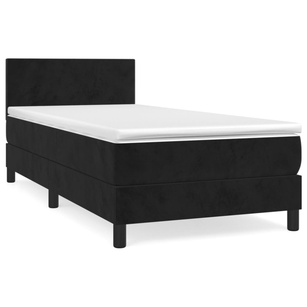 Produktbild för Ramsäng med madrass svart 100x200 cm sammet