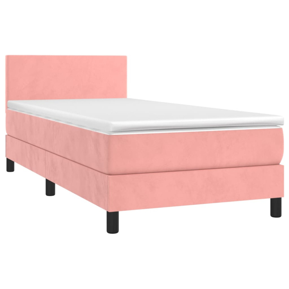 Produktbild för Ramsäng med madrass rosa 100x200 cm sammet