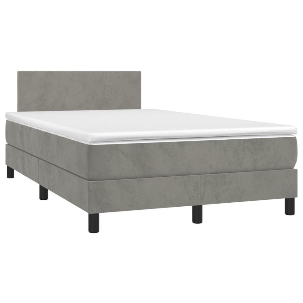 Produktbild för Ramsäng med madrass ljusgrå 120x200 cm sammet
