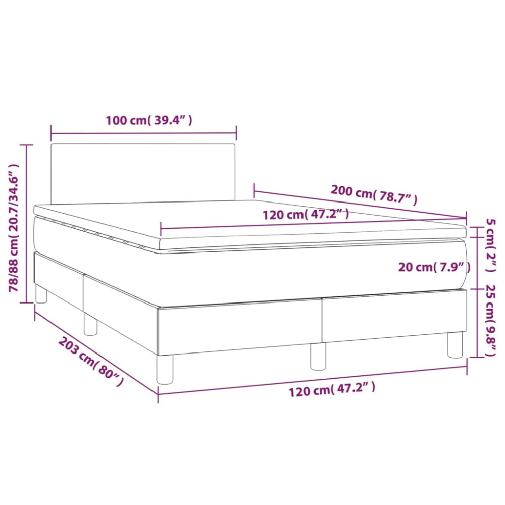 Produktbild för Ramsäng med madrass ljusgrå 120x200 cm sammet