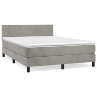 Produktbild för Ramsäng med madrass ljusgrå 140x190 cm sammet