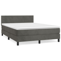 Produktbild för Ramsäng med madrass mörkgrå 140x190 cm sammet