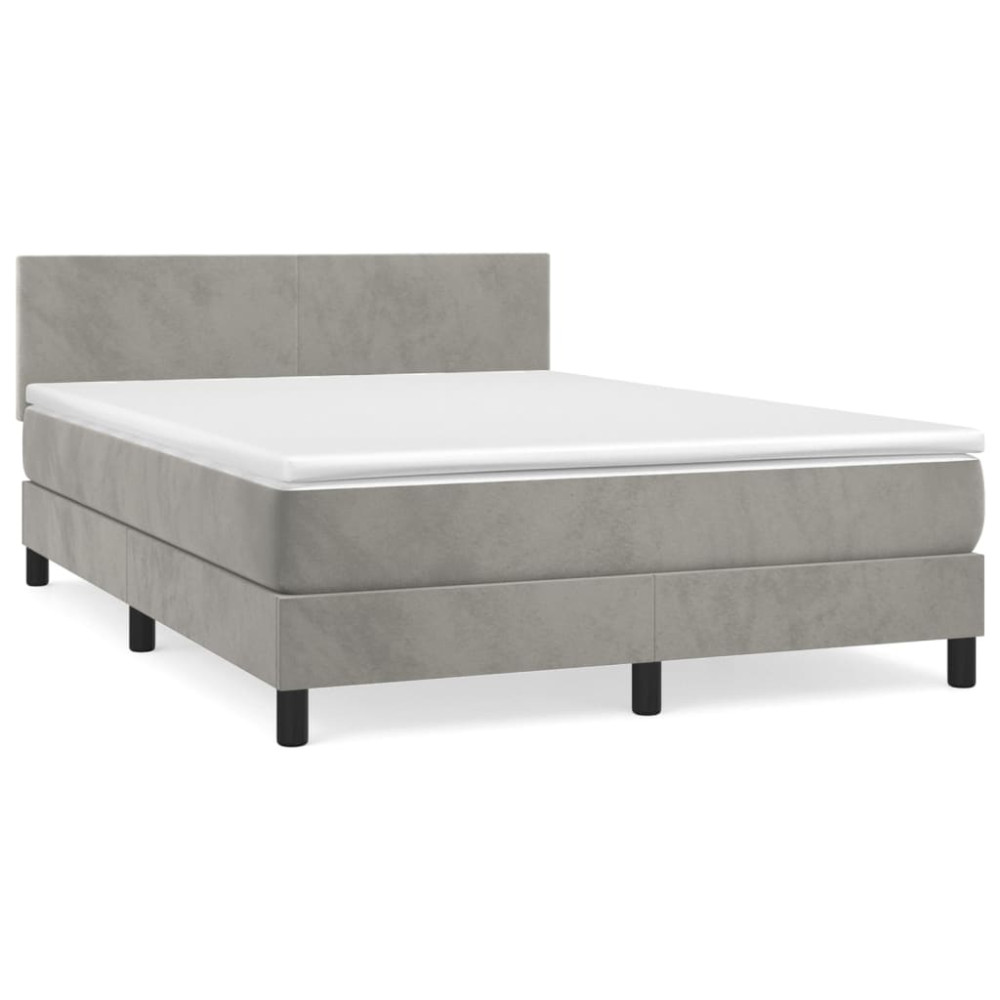 Produktbild för Ramsäng med madrass ljusgrå 140x200 cm sammet