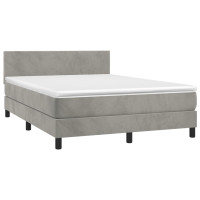 Produktbild för Ramsäng med madrass ljusgrå 140x200 cm sammet