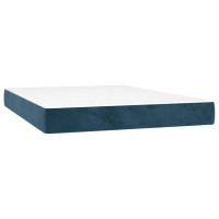 Produktbild för Ramsäng med madrass mörkblå 140x200 cm sammet