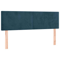 Produktbild för Ramsäng med madrass mörkblå 140x200 cm sammet