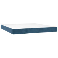 Miniatyr av produktbild för Ramsäng med madrass mörkblå 180x200 cm sammet