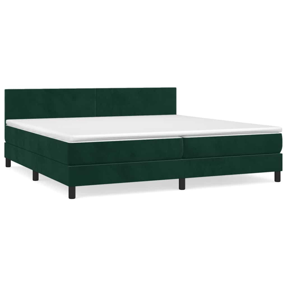 Produktbild för Ramsäng med madrass mörkgrön 200x200 cm sammet
