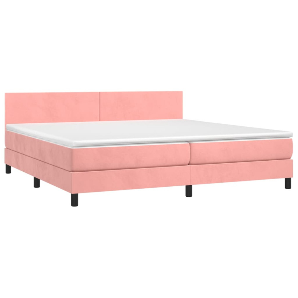 Produktbild för Ramsäng med madrass rosa 200x200 cm sammet