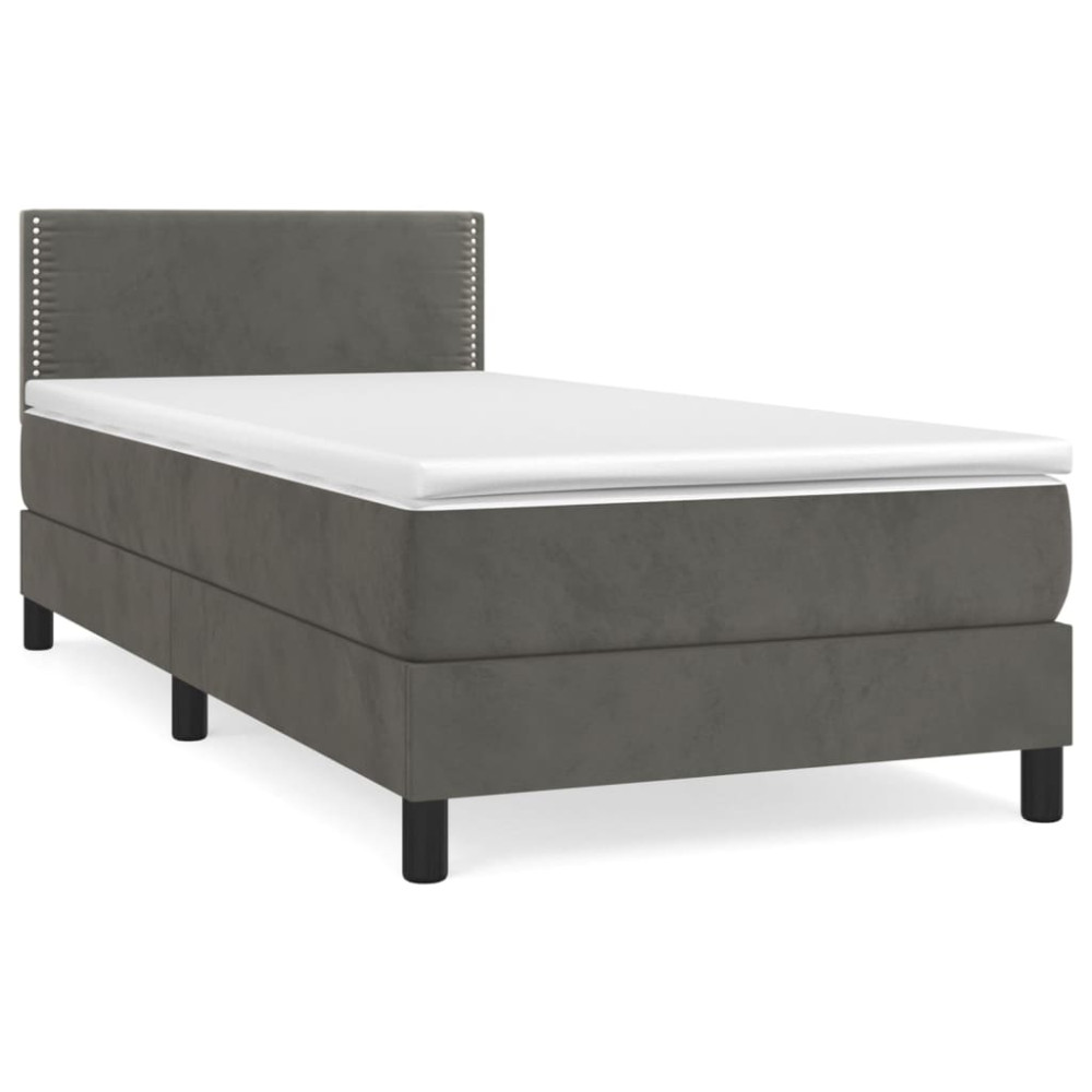 Produktbild för Ramsäng med madrass mörkgrå 90x200 cm sammet
