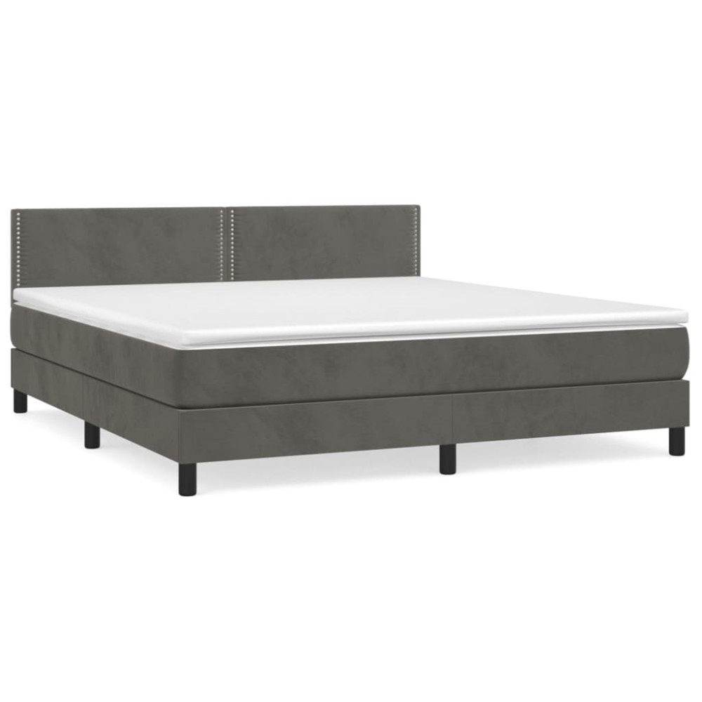 Produktbild för Ramsäng med madrass mörkgrå 160x200 cm sammet
