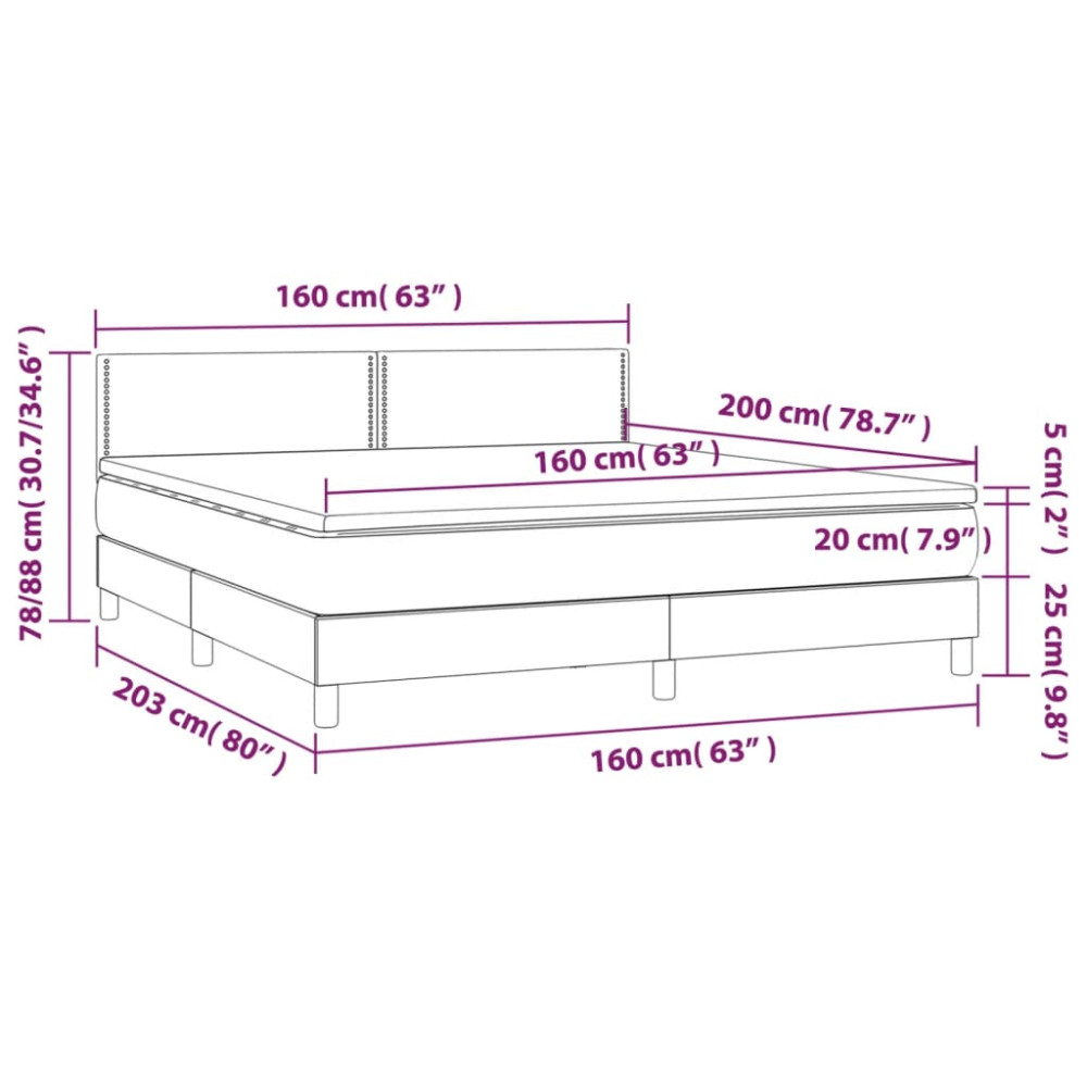 Produktbild för Ramsäng med madrass mörkgrå 160x200 cm sammet