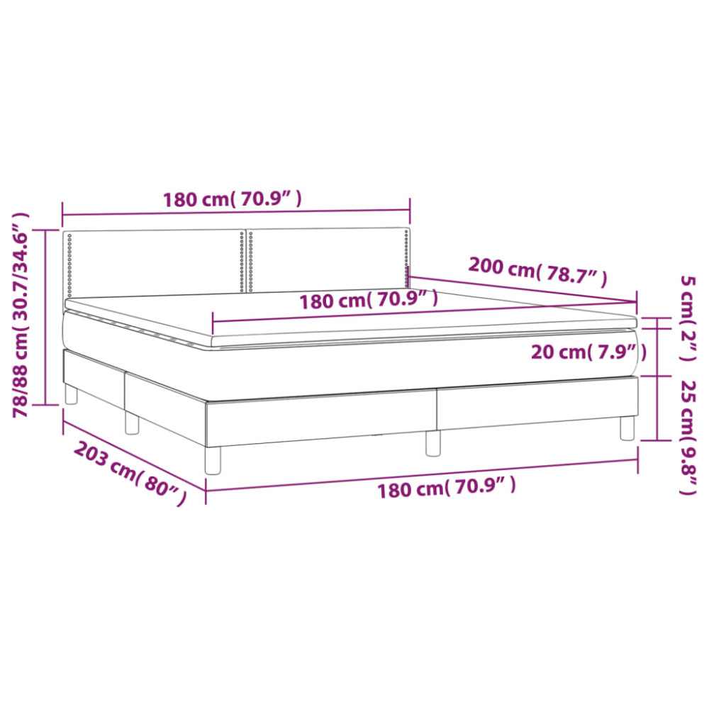 Produktbild för Ramsäng med madrass mörkgrå 180x200 cm sammet